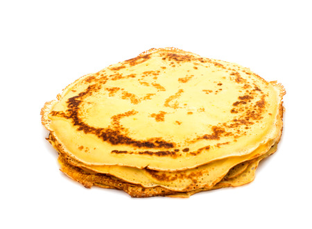 traditional russian crepes, isolated on whiteの写真素材