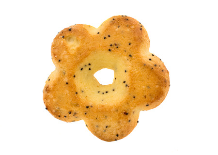 biscuits with poppy seeds on a white backgroundの写真素材