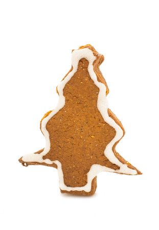 Christmas gingerbread cookies on white backgroundの写真素材
