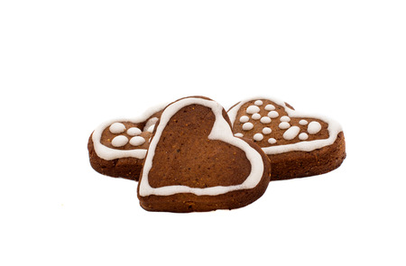 Christmas gingerbread cookies on white backgroundの写真素材