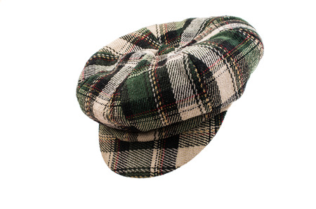 plaid cap on a white backgroundの写真素材
