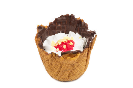 basket with dessert on a white backgroundの写真素材