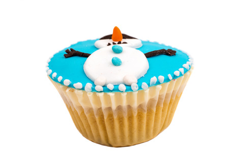 Christmas cupcakes on white backgroundの写真素材