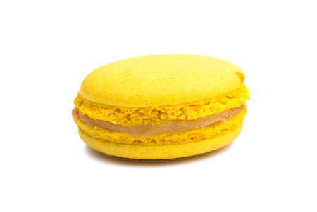 Colorful and tasty French Macarons on white backgroundの写真素材