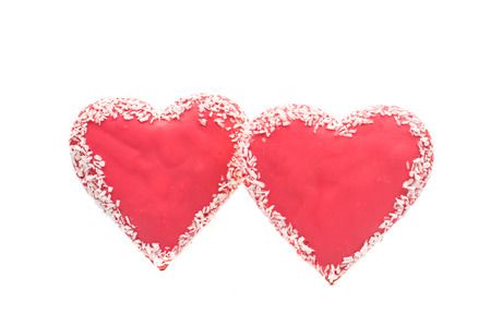 cookie hearts on a white backgroundの写真素材