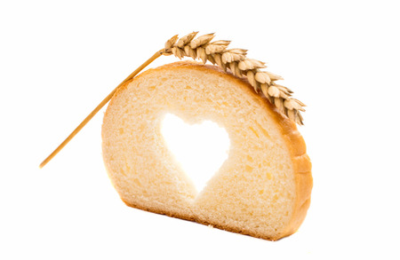 slice of bread with ears on a white background