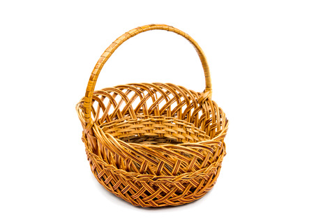 wicker basket on a white backgroundの写真素材