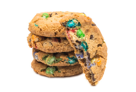 cookies with chocolate colored drops on a white background