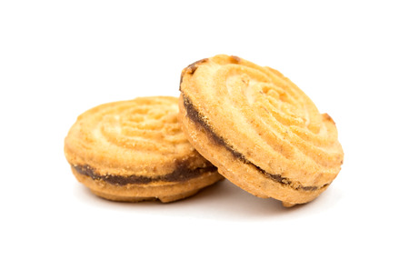 cookie sandwich on white backgroundの写真素材