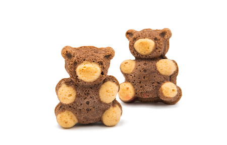 Cookie in the shape of a bear. Isolated on white backgroundの写真素材