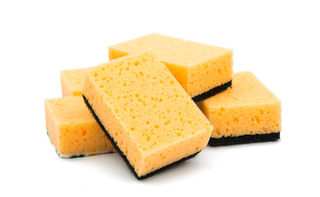 kitchen sponges on a white backgroundの写真素材