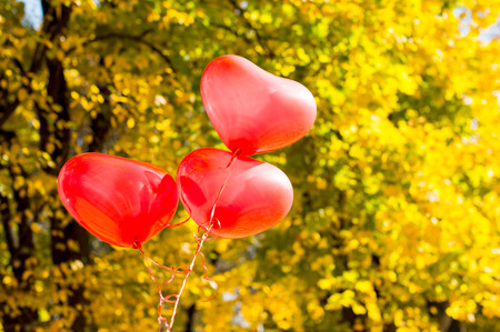Love heart balloons, outdoorsの写真素材
