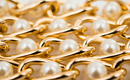 Pearl necklace over white backgroundの写真素材