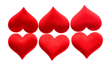 Red hearts on a white backgroundの写真素材