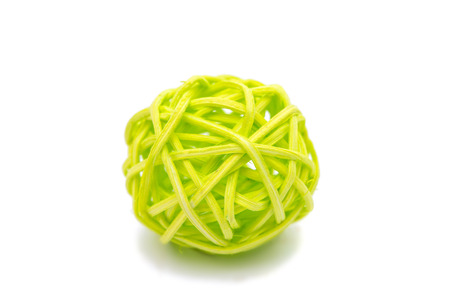 Colored decorative wicker balls, isolated on whiteの写真素材