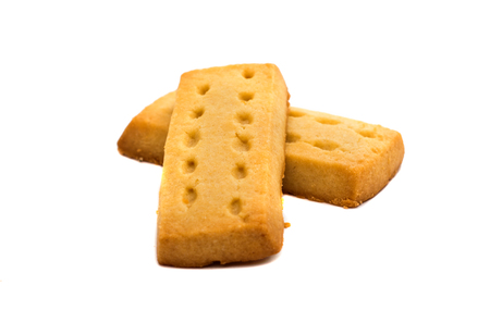 butter cookies on a white backgroundの写真素材