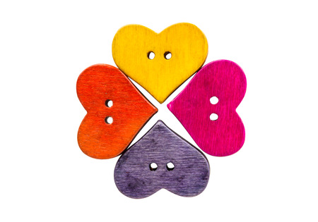 wooden buttons for clothes on a white backgroundの写真素材