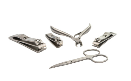 Accessories Tools of a manicure set on a white background