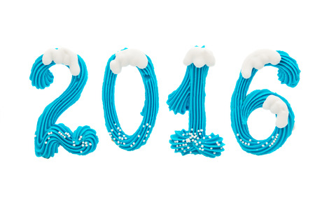 2016 New Year. Figures in the form of a cookie isolated on whiteの写真素材