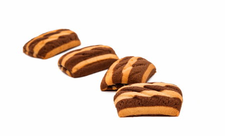 striped cookies on a white backgroundの写真素材