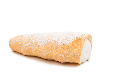 puff rolls with cream on white background