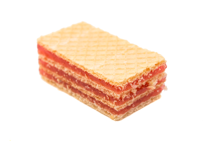 Wafers or honeycomb waffles isolated on white backgroundの写真素材