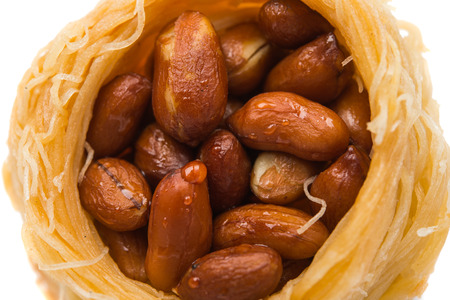 baklava with walnuts isolated on a white background
