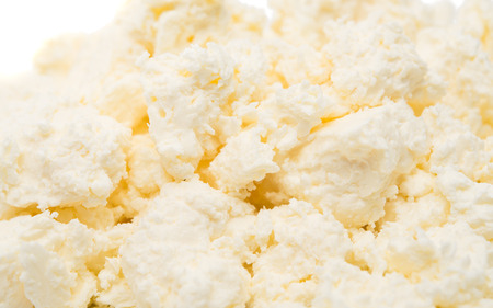Cottage cheese on a white backgroundの写真素材