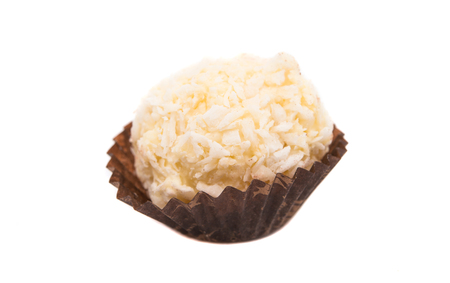 various chocolates on white background - sweet foodの写真素材