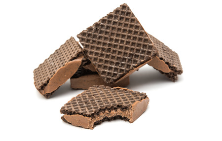 chocolate wafer isolated on a white backgroundの写真素材