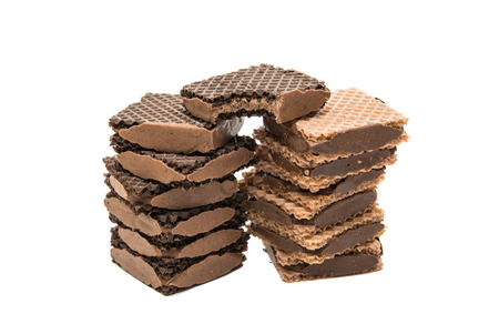chocolate wafer isolated on a white backgroundの写真素材
