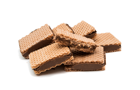 chocolate wafer isolated on a white backgroundの写真素材
