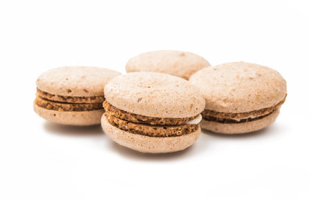 macaroon chocolate isolated on white backgroundの写真素材