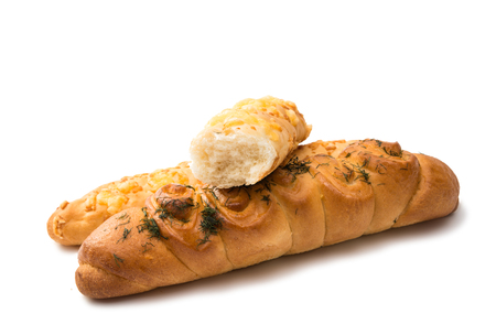 baguette isolated on a white backgroundの写真素材