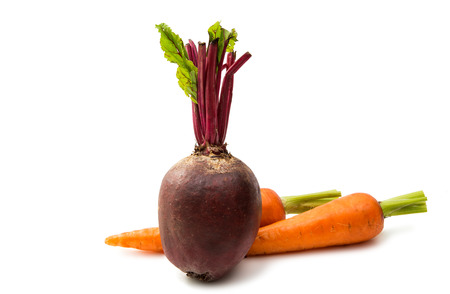 beetroot and carrot isolated on a white backgroundの写真素材