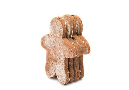Christmas gingerbread man isolated on white backgroundの写真素材