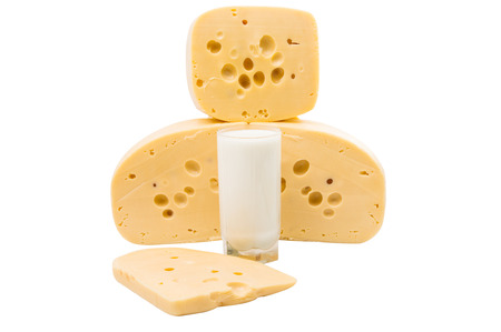 a large piece of cheese on white background