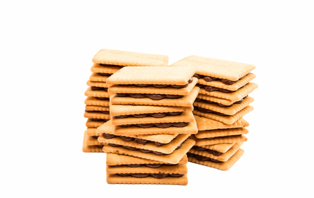 cookie sandwich on white backgroundの写真素材