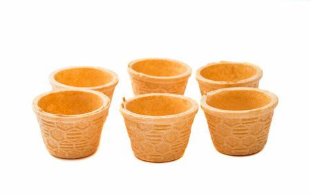waffle cup on a white backgroundの写真素材