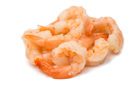 boiled shrimp on white backgroundの写真素材