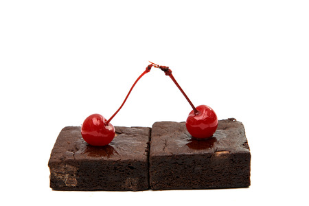 Chocolate Brownie isolated on white.の写真素材