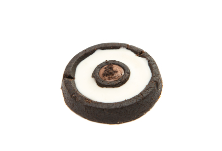 cookies with chocolate on a white backgroundの写真素材