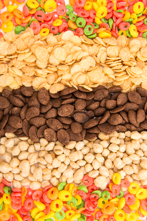 assortment dry cereal for breakfastの写真素材