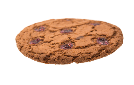 chocolate chip cookies on a white backgroundの写真素材