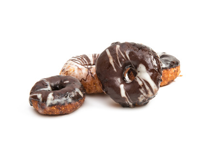 Chocolate donut isolated on white backgroundの写真素材