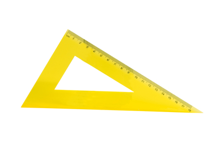 yellow ruler on a white backgroundの写真素材