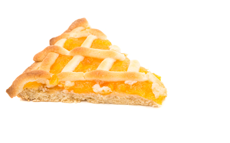 a piece of fruit pie on a white backgroundの写真素材