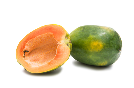 papaya fruit isolated on white backgroundの写真素材