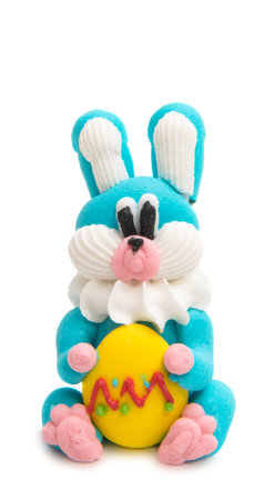 Sugar easter bunny isolated on white backgroundの写真素材