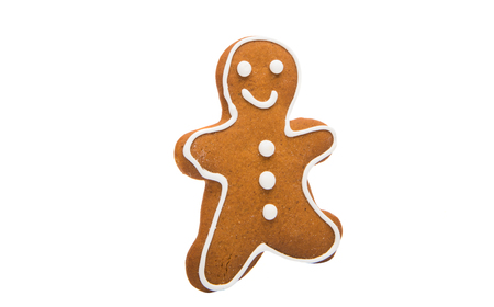 gingerbread man isolated on white backgroundの写真素材